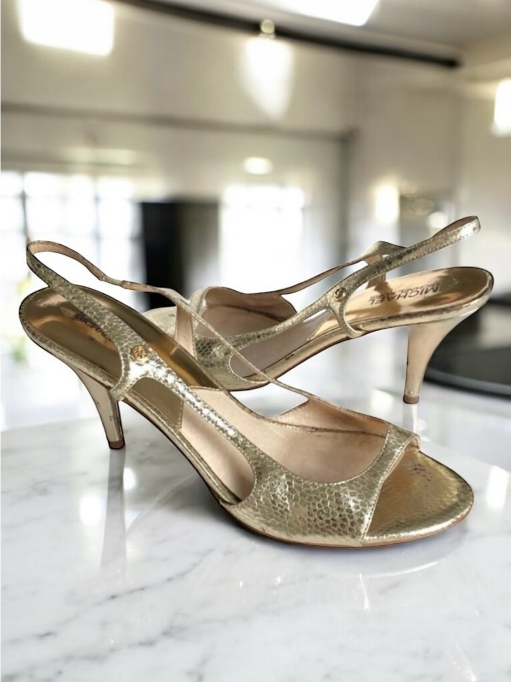Michael Kors Metallic Gold Leather Sandal